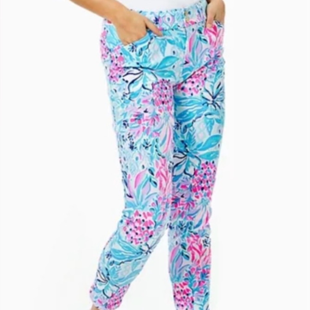 Lilly Pulitzer Luxletic Cameron Pants Zanzibar Blue Party Princess Size 12 NWT